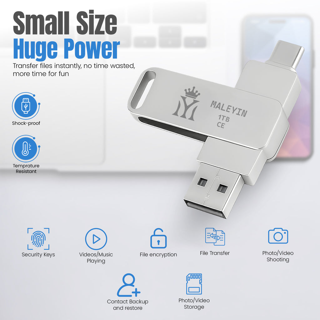 Maleyin USB-C + USB-A Dual Drive Speicherstick 32 64 128 256 512 GB