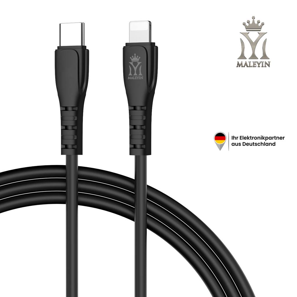 Maleyin USB-C Schnellladekabel für iPhone X XS 11 12 13 14 Pro Max Datenkabel 27 Watt