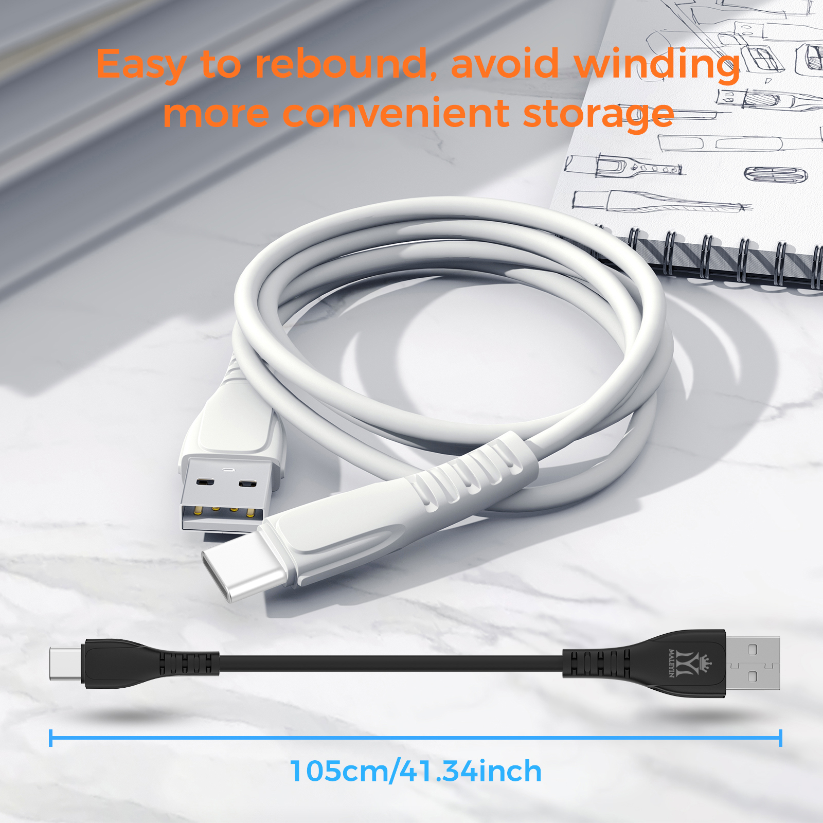 Maleyin USB-C zu USB-A Schnellladekabel für Samsung iPhone 15 16 17 Xiaomi Datenkabel
