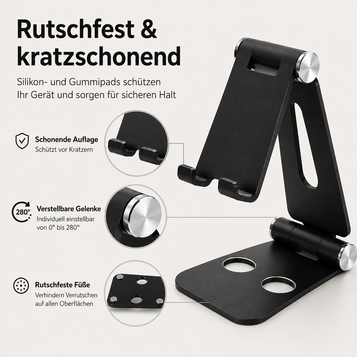 Maleyin Handy Halter Tablet Ständer Halterung Smartphone Stativ klappbar Metall