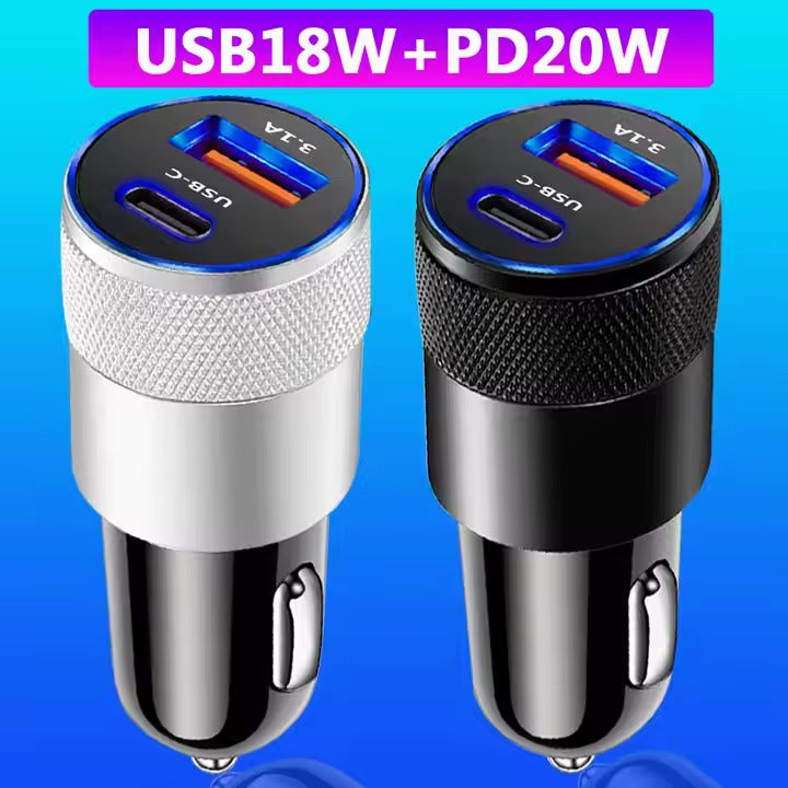 Maleyin Auto Ladegerät KFZ Schnell Ladeadapter 2in1 USB-A + USB-C 38 Watt