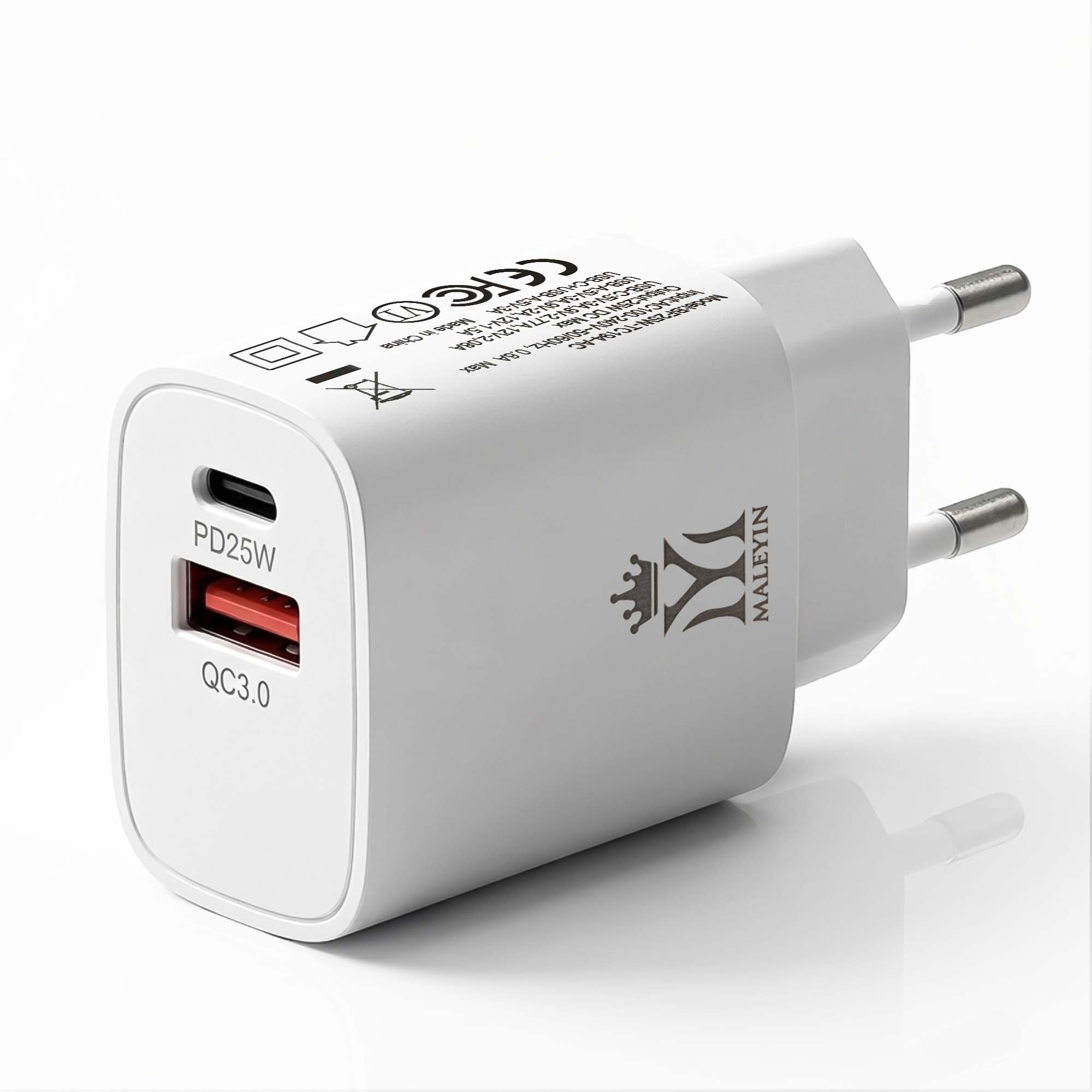 Maleyin 25W Schnell Ladeadapter USB-C + USB-A Ladegerät Netzteil Poweradapter